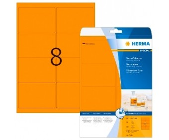 Neoon-oranžid kleebisetiketid Herma - 99.1x67.7mm, 20 lehte